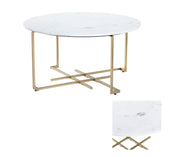 Crestview Collection Pembroke Round Gold Iron Coffee Table