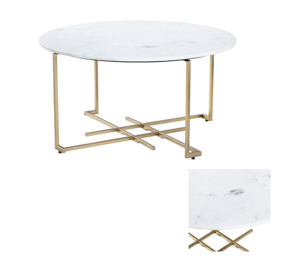 Crestview Collection Pembroke Round Gold Iron Coffee Table