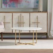 Crestview Collection Pembroke Round Gold Iron Coffee Table