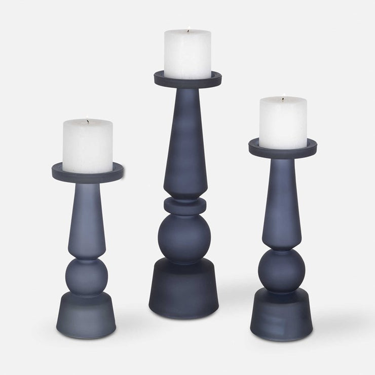 Uttermost Cassiopeia Midnight Blue Set of 3 Candle Holders ~ Candles Included