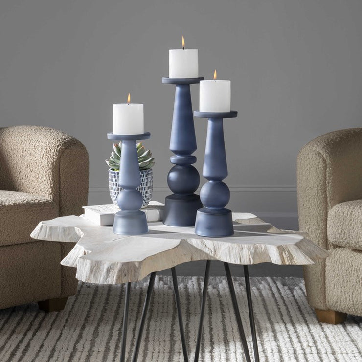 Uttermost Cassiopeia Midnight Blue Set of 3 Candle Holders ~ Candles Included