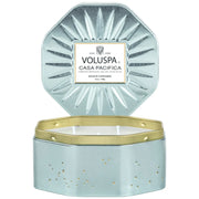 Voluspa Casa Pacifica 3 Wick Octagon Tin Candle ~12oz
