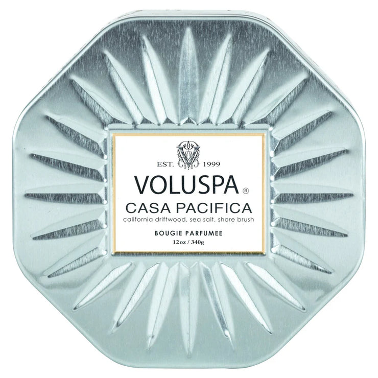 Voluspa Casa Pacifica 3 Wick Octagon Tin Candle ~12oz