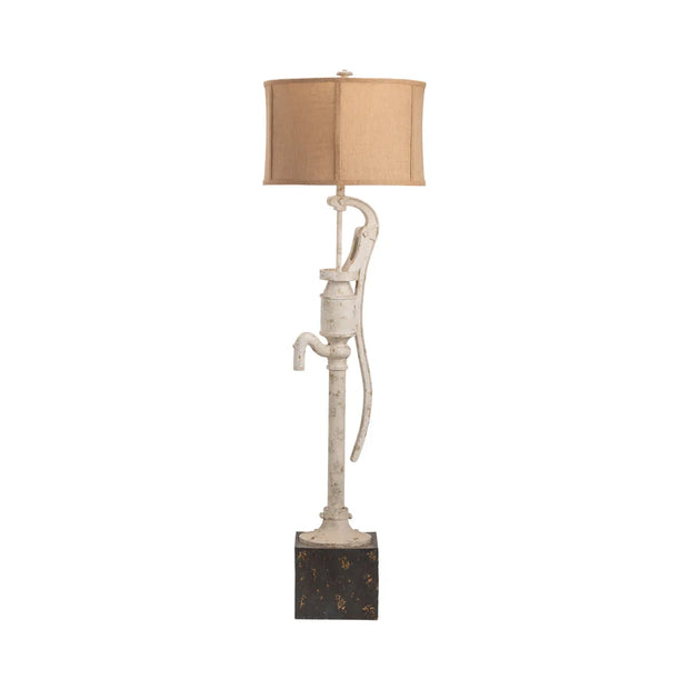 Crestview Collection Well Pump Aged White Finish Floor Lamp