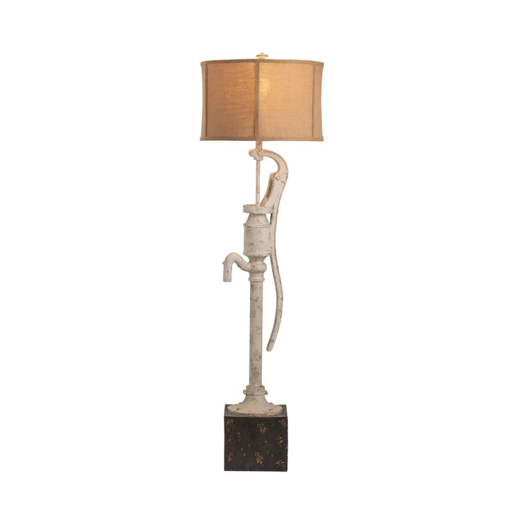 Crestview Collection Well Pump Aged White Finish Floor Lamp