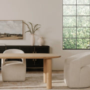 Moe's Home Collection Barrow White Mist Performance Boucle Rolling Dining Chair