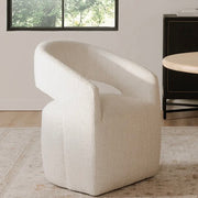 Moe's Home Collection Barrow White Mist Performance Boucle Rolling Dining Chair