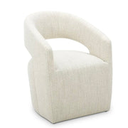 Moe's Home Collection Barrow White Mist Performance Boucle Rolling Dining Chair