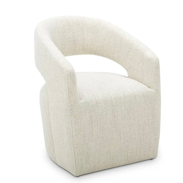 Moe's Home Collection Barrow White Mist Performance Boucle Rolling Dining Chair