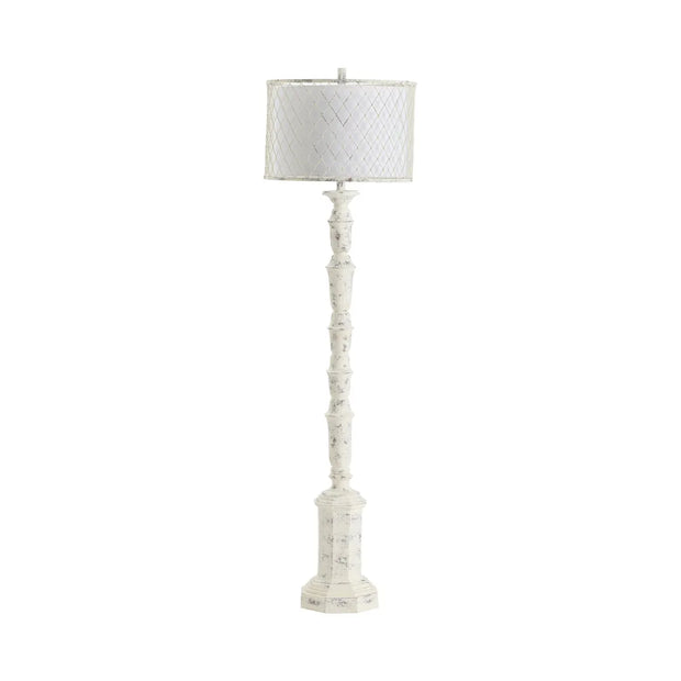 Crestview Collection Para Distressed White Floor Lamp