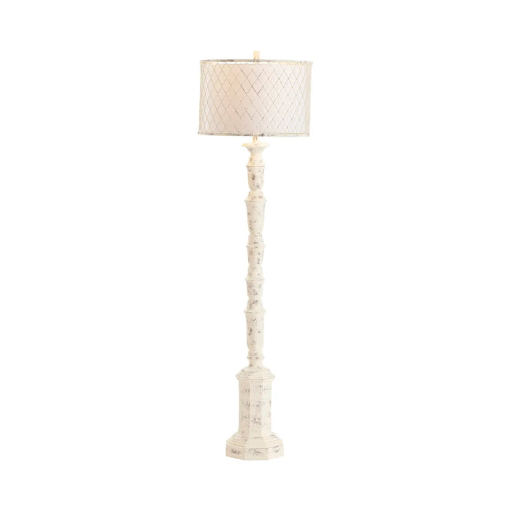 Crestview Collection Para Distressed White Floor Lamp