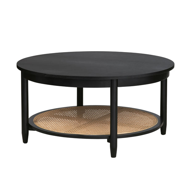 Crestview Collection Port Royal Black Wood and Rattan Coffee Table