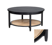Crestview Collection Port Royal Black Wood and Rattan Coffee Table