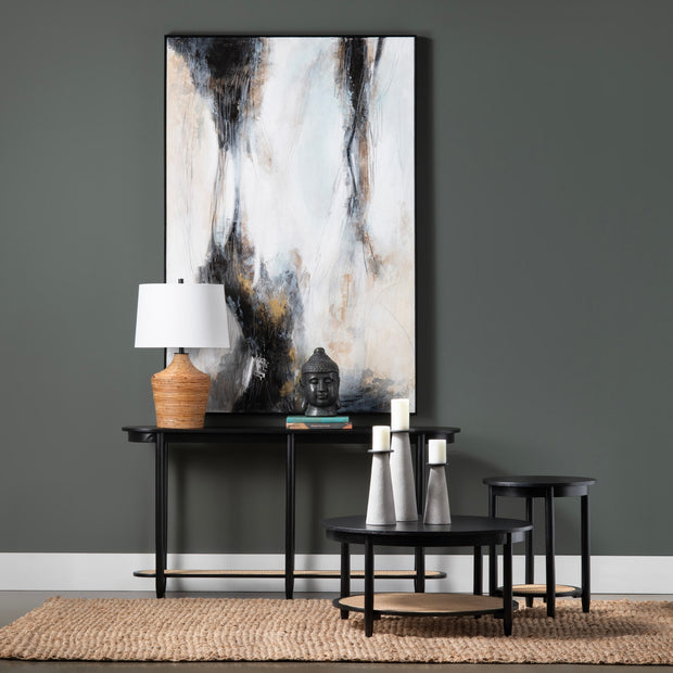 Crestview Collection Port Royal Black Wood and Rattan Coffee Table