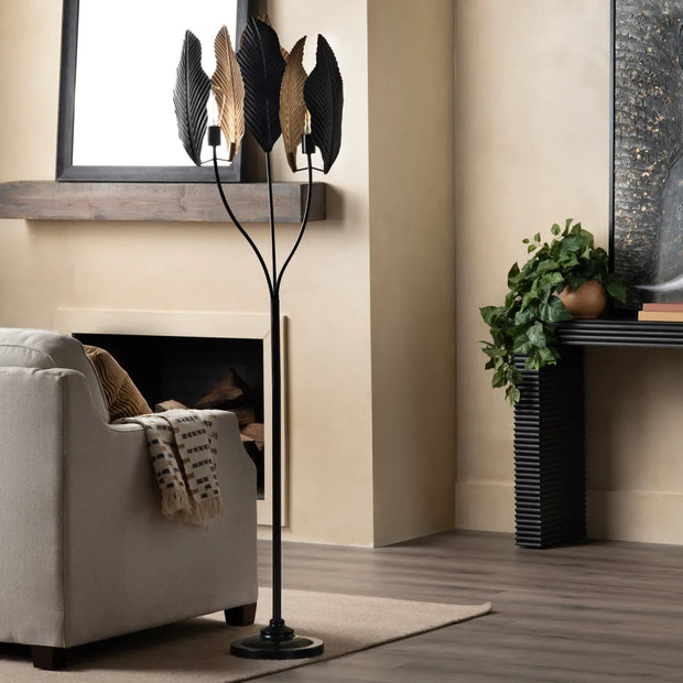 Crestview Collection Wynter Black And Gold Finished Floor Lamp