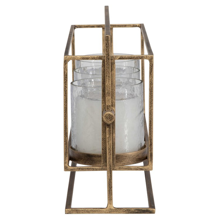 Uttermost Wenman Gold Iron and Textured Glass Triple Candleholder ~ Candles Included