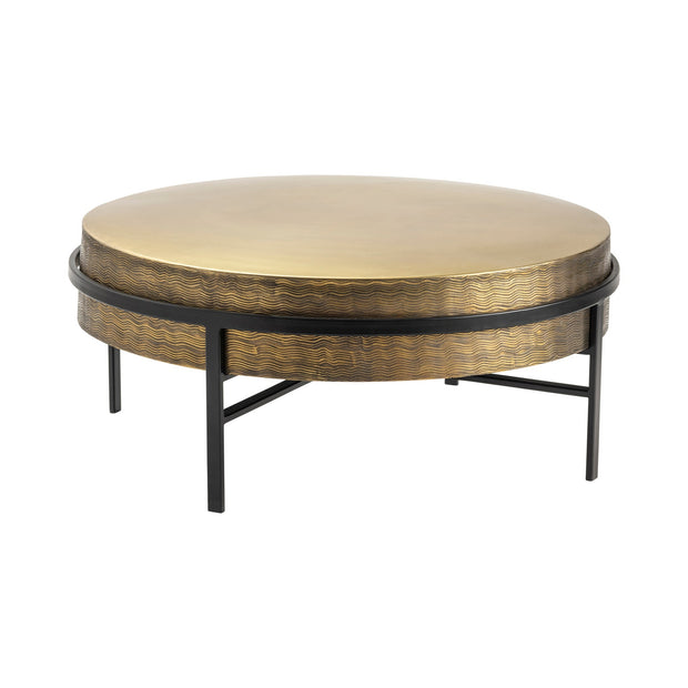 Crestview Collection Hudson Textured Brass Round Coffee Table