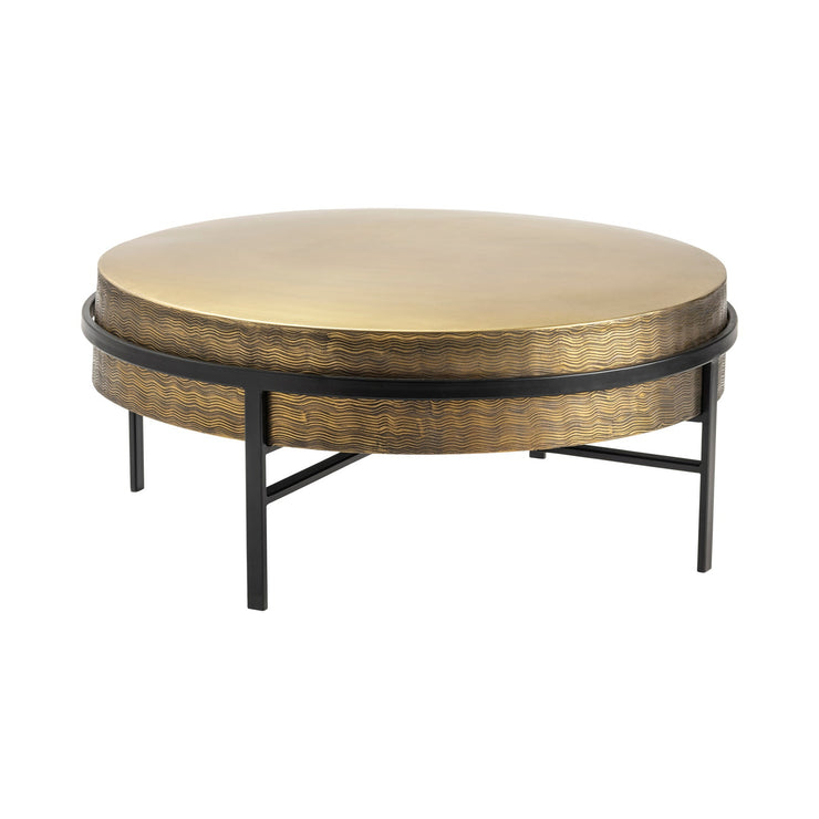 Crestview Collection Hudson Textured Brass Round Coffee Table