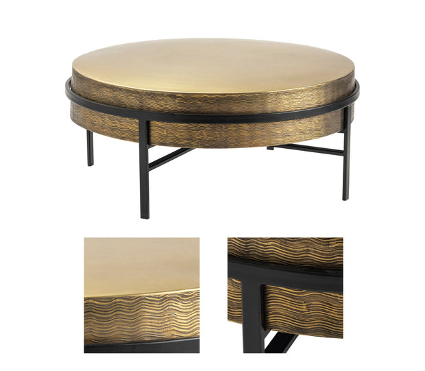 Crestview Collection Hudson Textured Brass Round Coffee Table