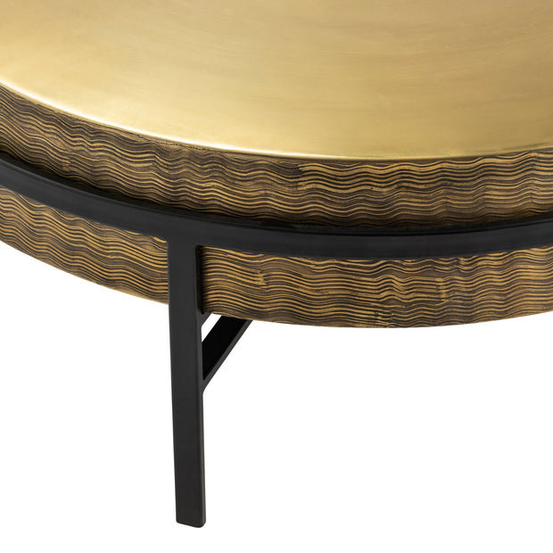 Crestview Collection Hudson Textured Brass Round Coffee Table