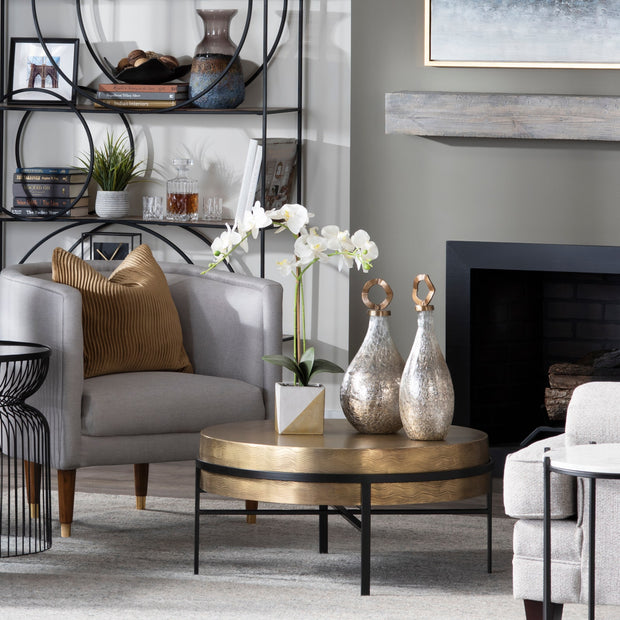 Crestview Collection Hudson Textured Brass Round Coffee Table
