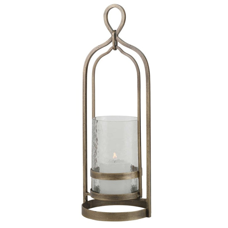 Uttermost Shepherd Aged Brass and Textured Glass Hurricane Candleholder ~ Candle Included