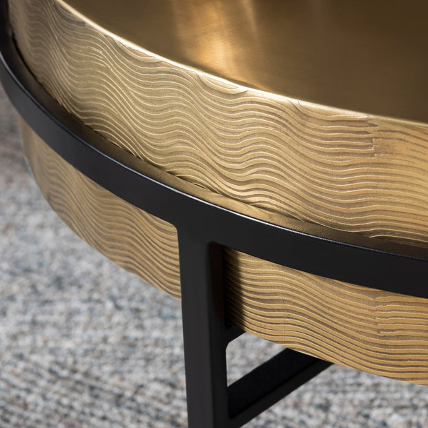 Crestview Collection Hudson Textured Brass Round Coffee Table