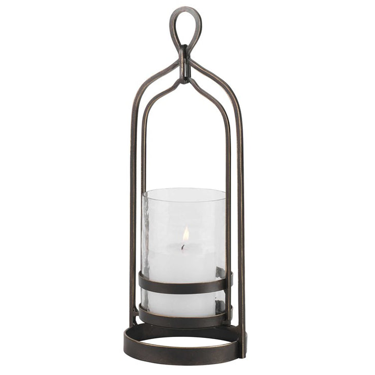 Uttermost Shepherd  Dark Bronze and Textured Glass Hurricane Candleholder ~ Candle Included