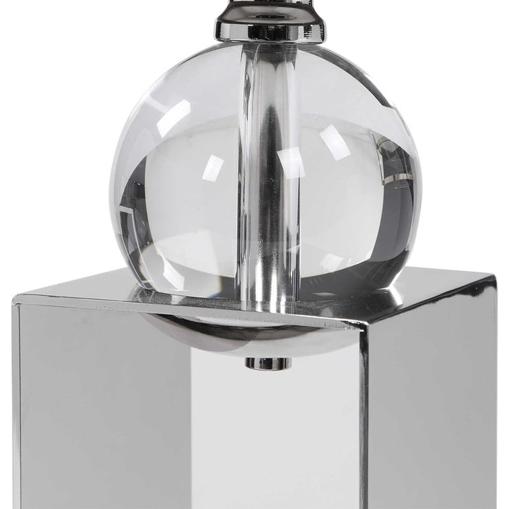 Uttermost Lucian Polished Nickel and Crystal Set of 2 Candle Holders ~ Candles Included