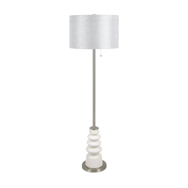 Crestview Collection Kaiya Silver With White Floor Lamp