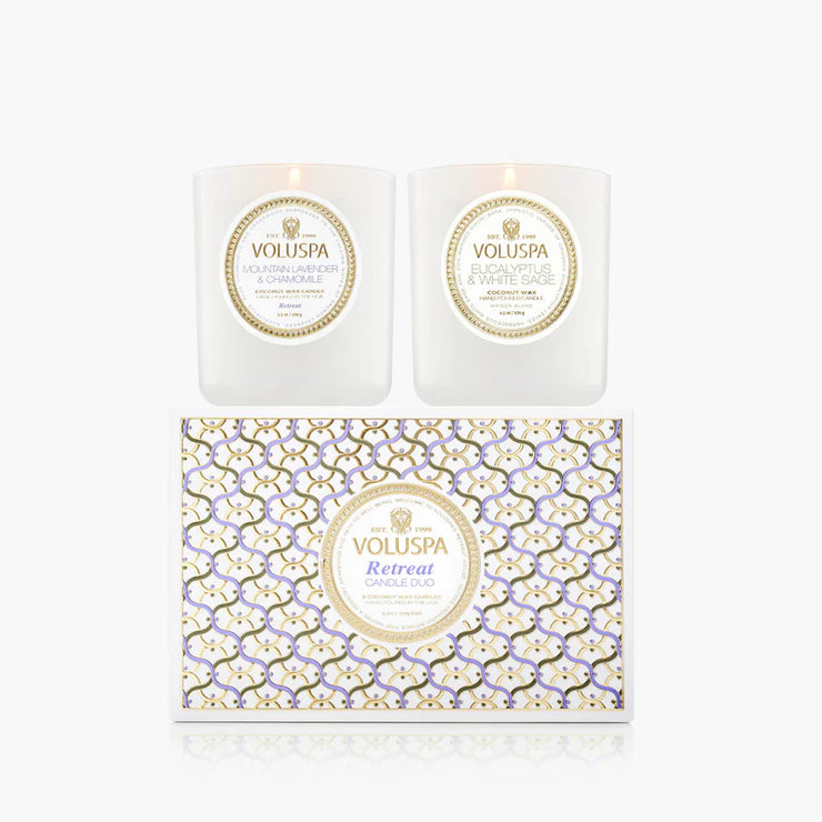 Voluspa Mountain Lavender And Chamomile Classic Candle Duo Gift Set