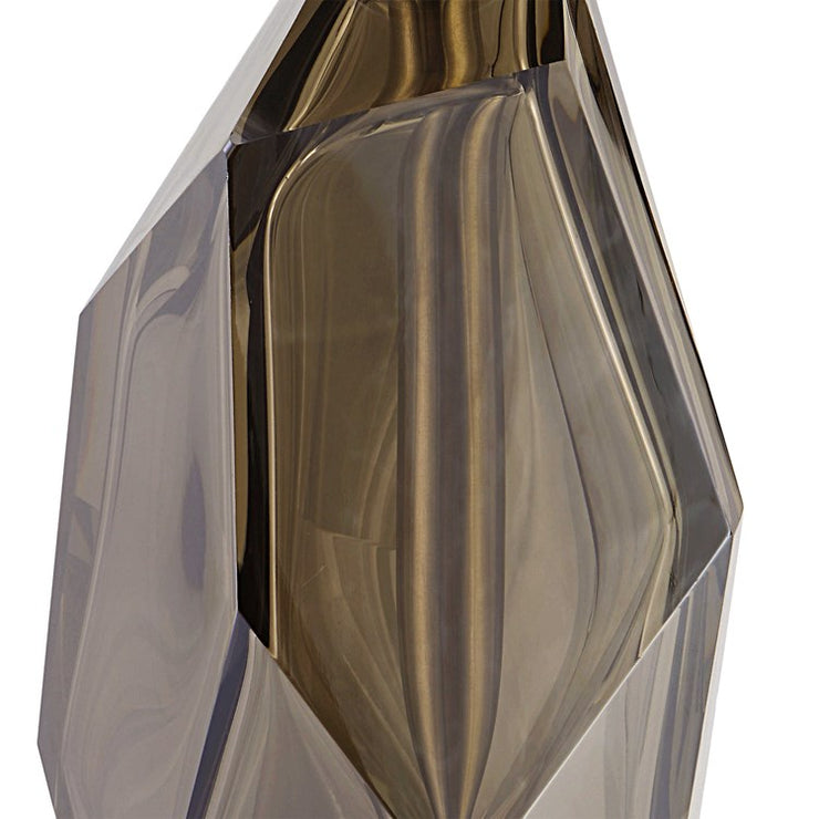 Uttermost Ore Brushed Nickel and Silver Glass Contemporary Set of 2 Candle Holders ~ Candles Included