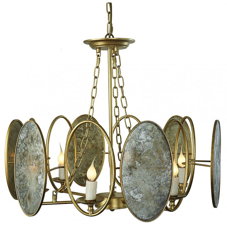 Provence Home Distressed Mirror Glass Panels Chandelier