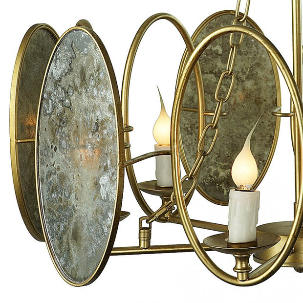 Provence Home Distressed Mirror Glass Panels Chandelier