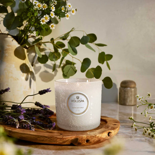 Voluspa Mountain Lavender And Chamomile Boxed Luxe Candle ~ 30oz