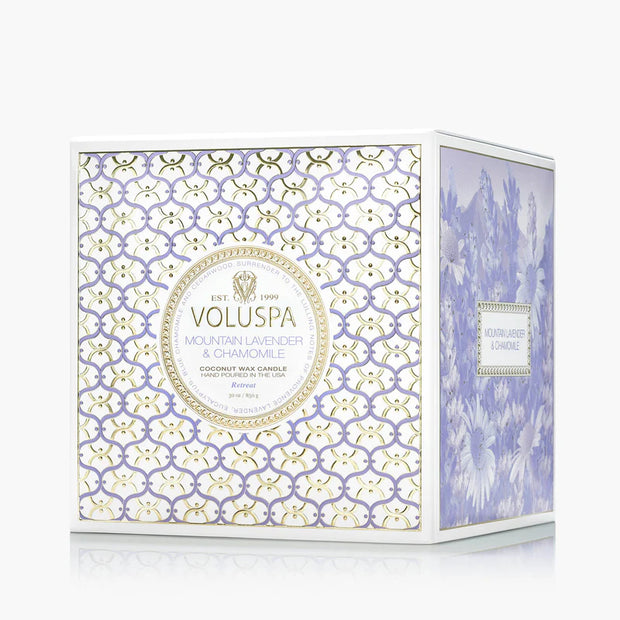 Voluspa Mountain Lavender And Chamomile Boxed Luxe Candle ~ 30oz