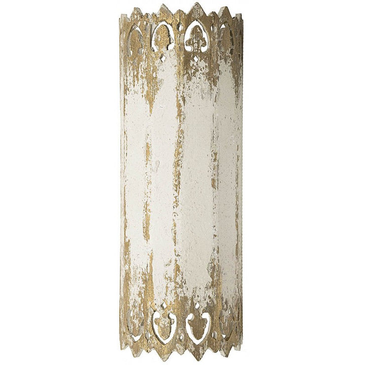 Provence Home Distressed Cream & Gold Carved Wood Set of 2 Wall Sconces