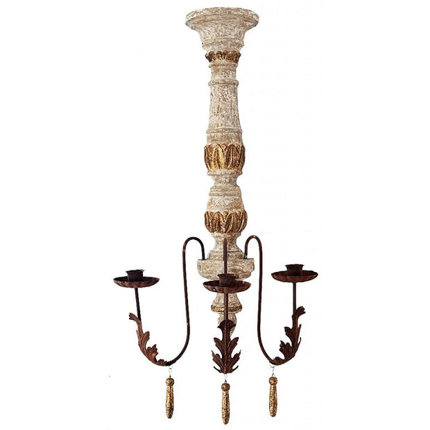 Provence Home Carved Wood Set of 2 Candle Wall Sconces