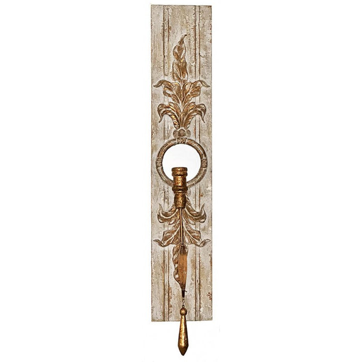 Provence Home Carved Wood Set of 2 Wall Candle Sconces