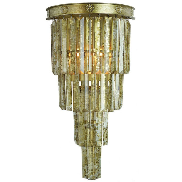 Provence Home Distressed Mirrored Glass Crystals Set of 2 Wall Sconces