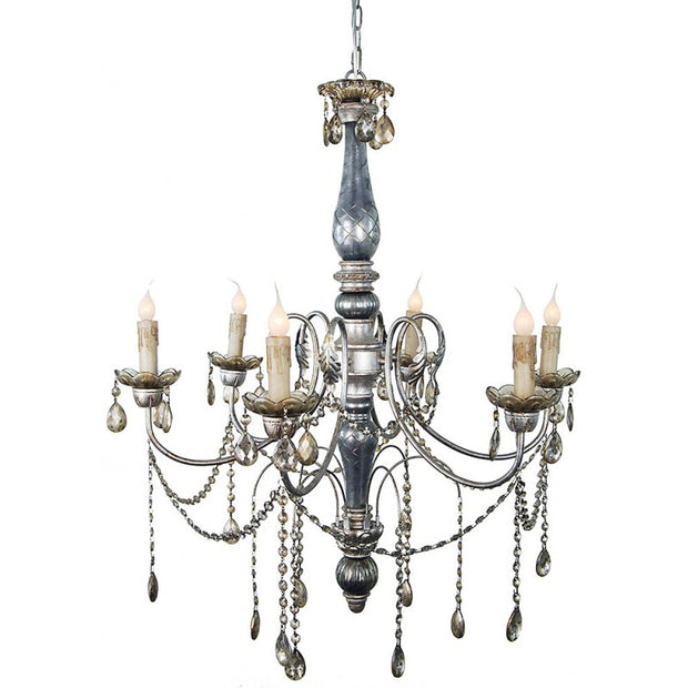 Provence Home Distressed Wood with Antiqued Glass Chandelier
