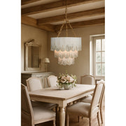 Provence Home Three Tiered Distressed Cream Wood Chandelier with Gold Accents