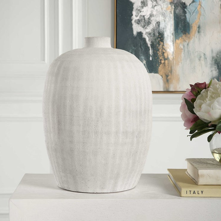 Uttermost Floreana White Textured Ceramic Vase