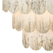 Provence Home Three Tiered Distressed Cream Wood Chandelier with Gold Accents