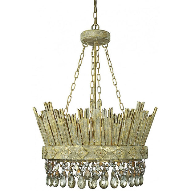 Provence Home Antique Gold Carved Wood Chandelier