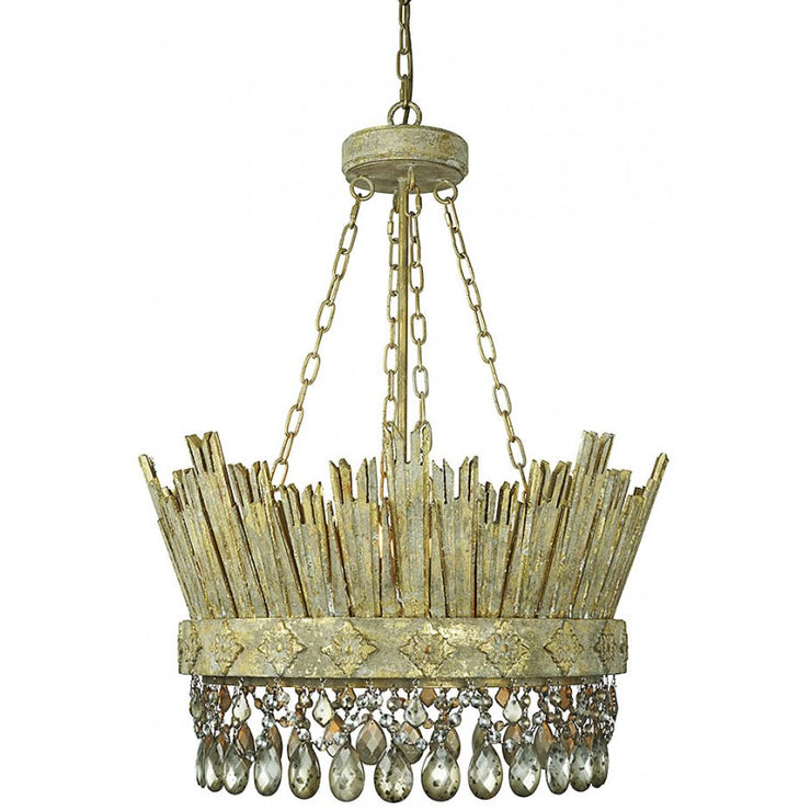 Provence Home Antique Gold Carved Wood Chandelier