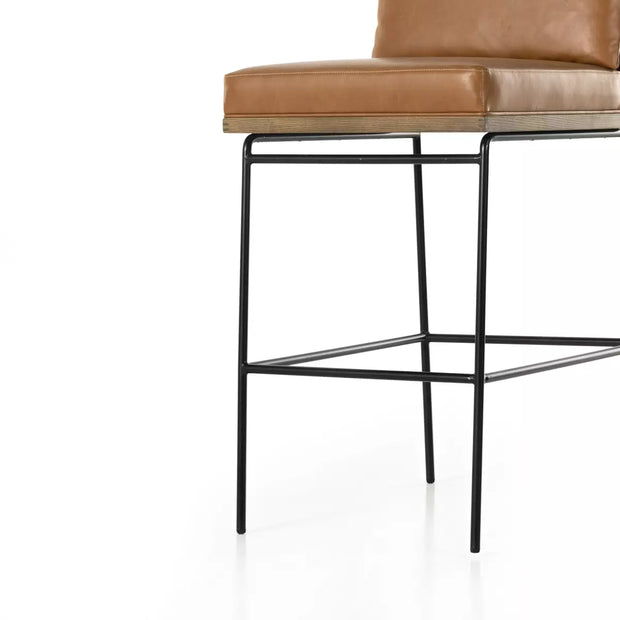 Four Hands Crete Black Iron and Wood Bar Stool ~ Sierra Butterscotch Cushioned Seat