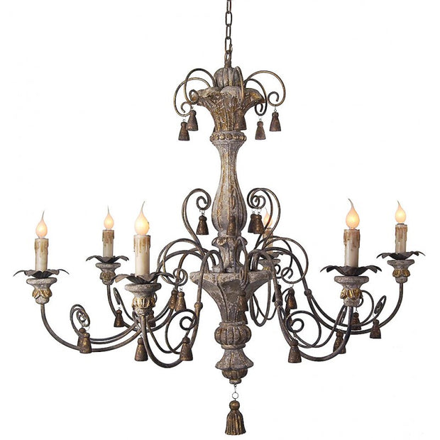 Provence Home Carved Wood Chandelier