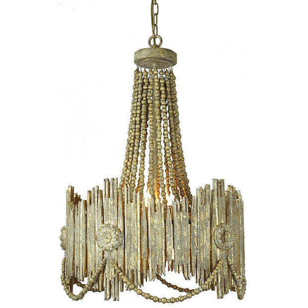 Provence Home Antique Gold Carved Wood Chandelier