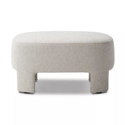 Four Hands Olvera Round Cocktail Ottoman ~ Crete Pebble Upholstered Boucle Fabric